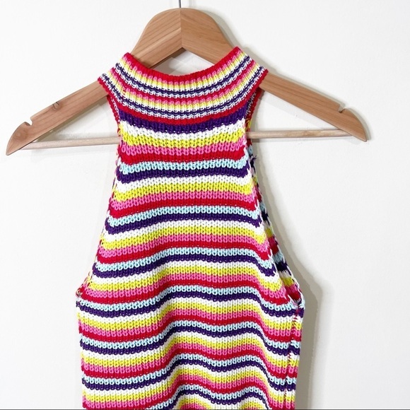 Anthropologie John + Jenn Multi Rainbow Knit Halter Percy Sweater Tank XS NWT - Picture 7 of 8